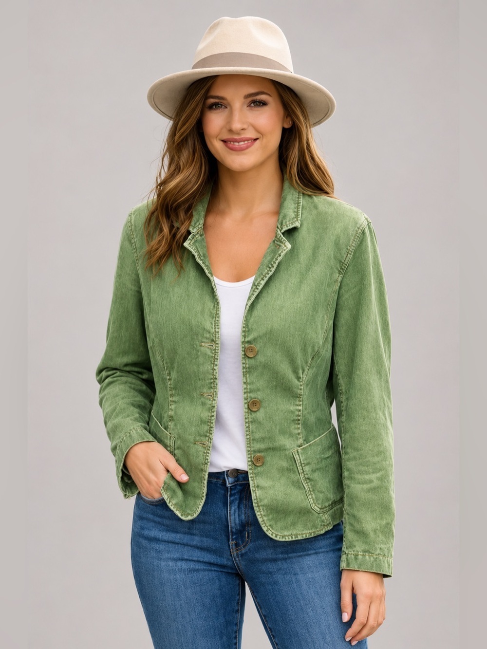 VTG J.Crew Green Choudhry Cotton Blazer Jacket Women’s Size PS Made in Macau